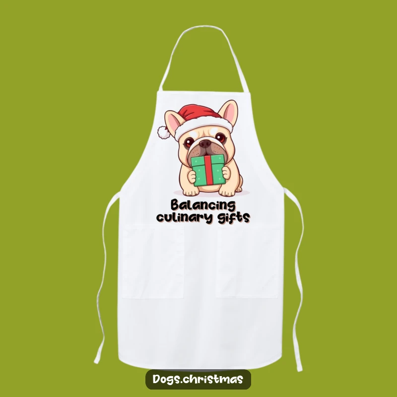Funny Kawaii Bulldog Santa Apron - Festive Dog Baking Gift!
