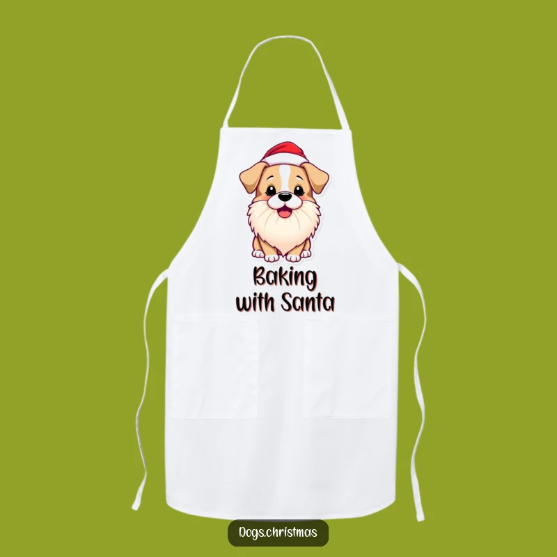Funny Dog Santa Beard Apron: Playful Chef Pup, Holiday Gift