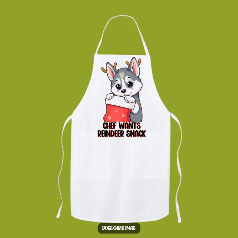 Funny Husky Reindeer Apron - Festive Dog Lover Kitchen Gift