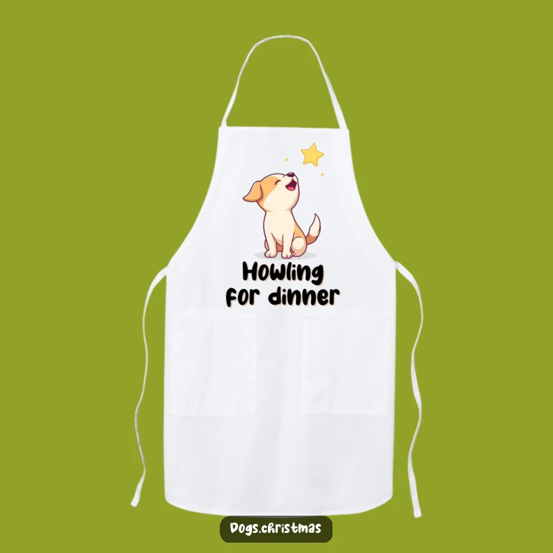 Funny Howling Dog Apron: Starry Night Kitchen Wear, Magical Whimsical Gift