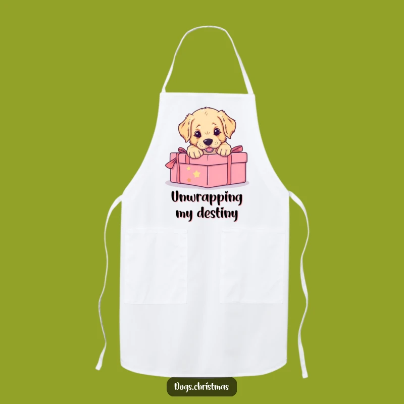 Funny Golden Retriever Puppy Pouncing Apron - Festive Kitchen Dog Lover Gift