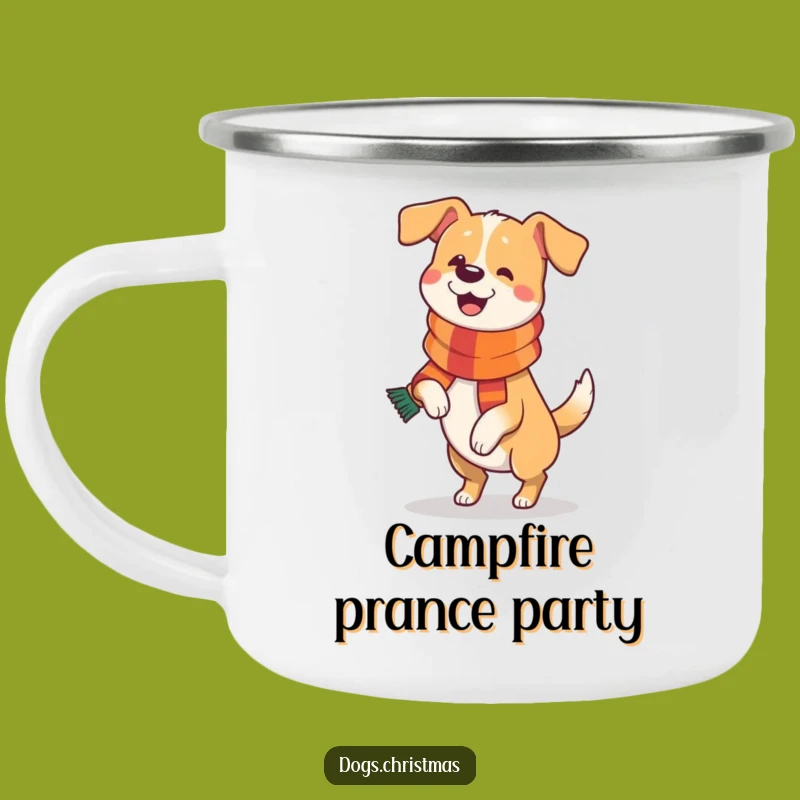 Funny Dog Festive Prance Camping Mug: Happy Pup Adventures Outdoors