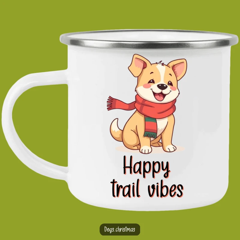 Funny Festive Dog Enamel Camping Mug: Happy Sips on the Go