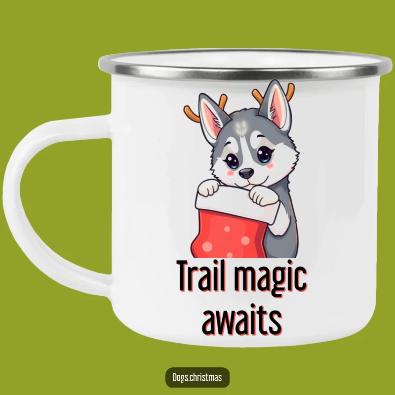 Funny Husky Reindeer Camping Mug - Outdoor Christmas Dog Gift