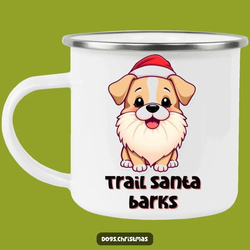 Funny Dog Santa Beard Camping Mug: Playful Bark Outdoor Gift