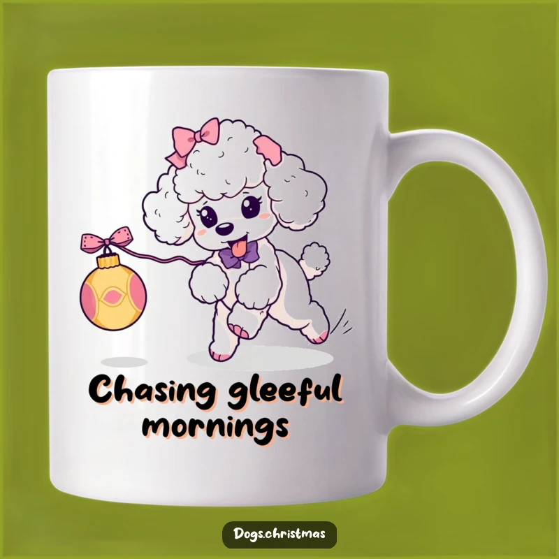 Funny Kawaii Poodle Ornament Chase Mug: Playful Dog Lover Perfect Funny Gift