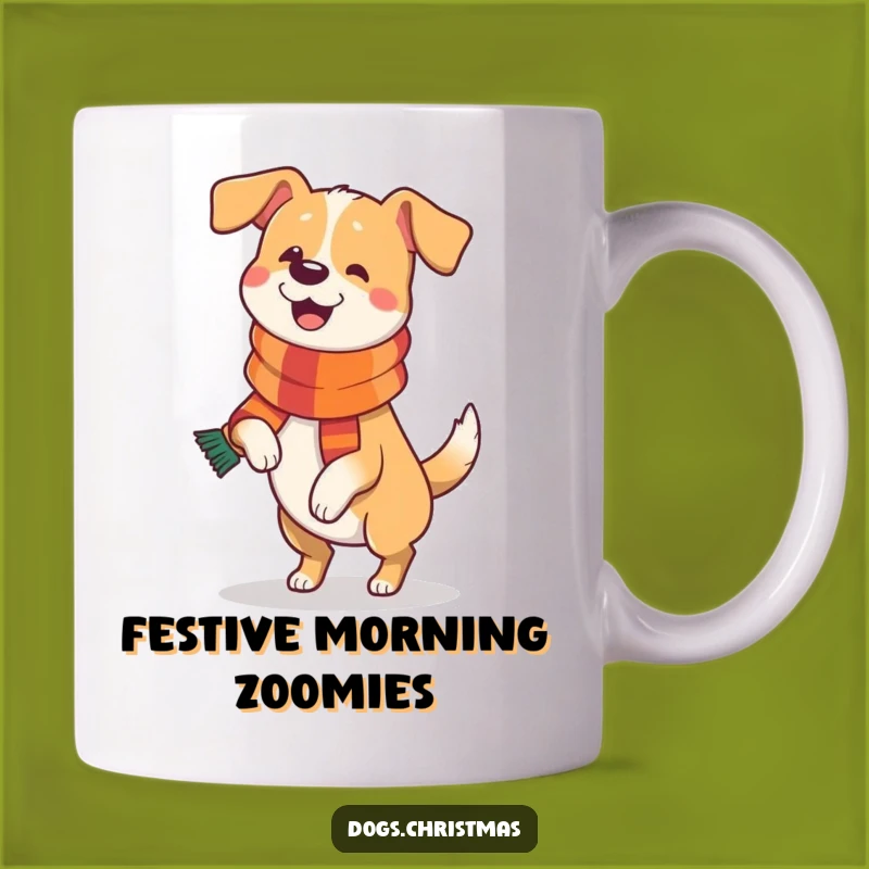 Funny Dog Festive Prance Mug: Celebrate Joy with This Happy Pup Gift