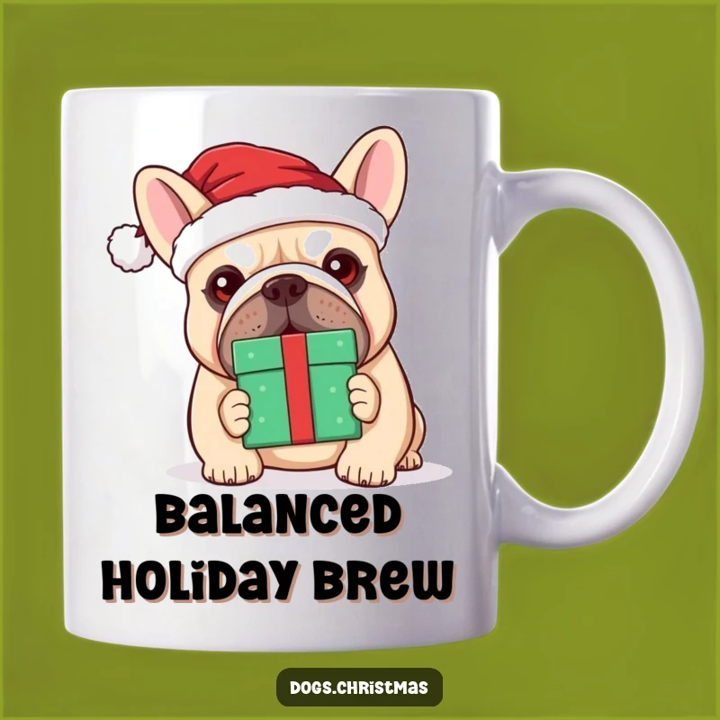 Funny Kawaii Bulldog Santa Mug - Balancing Gift Holiday Present