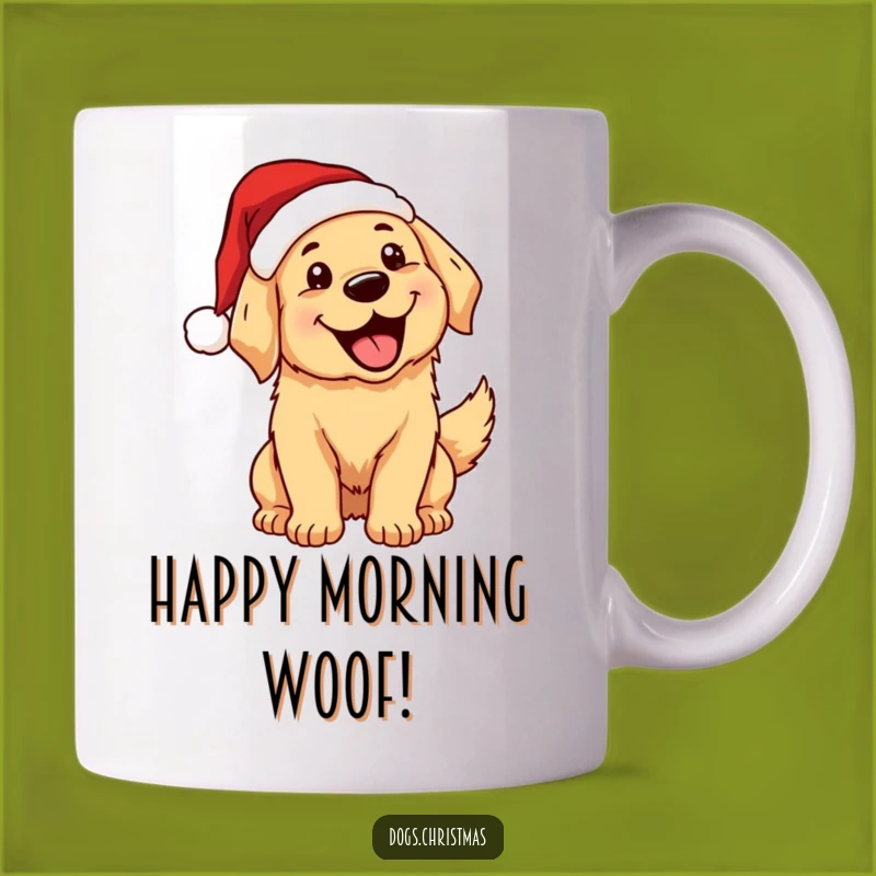 Funny Kawaii Golden Retriever Santa Mug - Excited Dog Holiday Gift