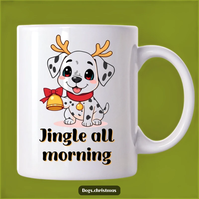Funny Kawaii Dalmatian Bell Mug: Reindeer Antlers Dog Perfect Funny Gift