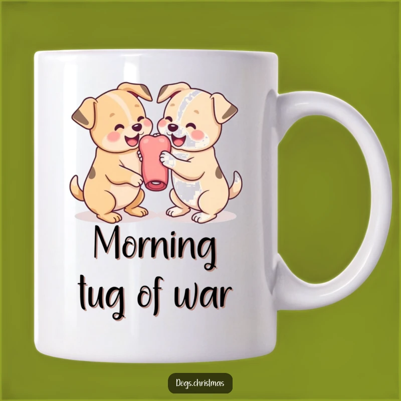 Funny Dog Wrestling Mug: Pair of Kawaii Pups Playful, Perfect Humorous Gift!