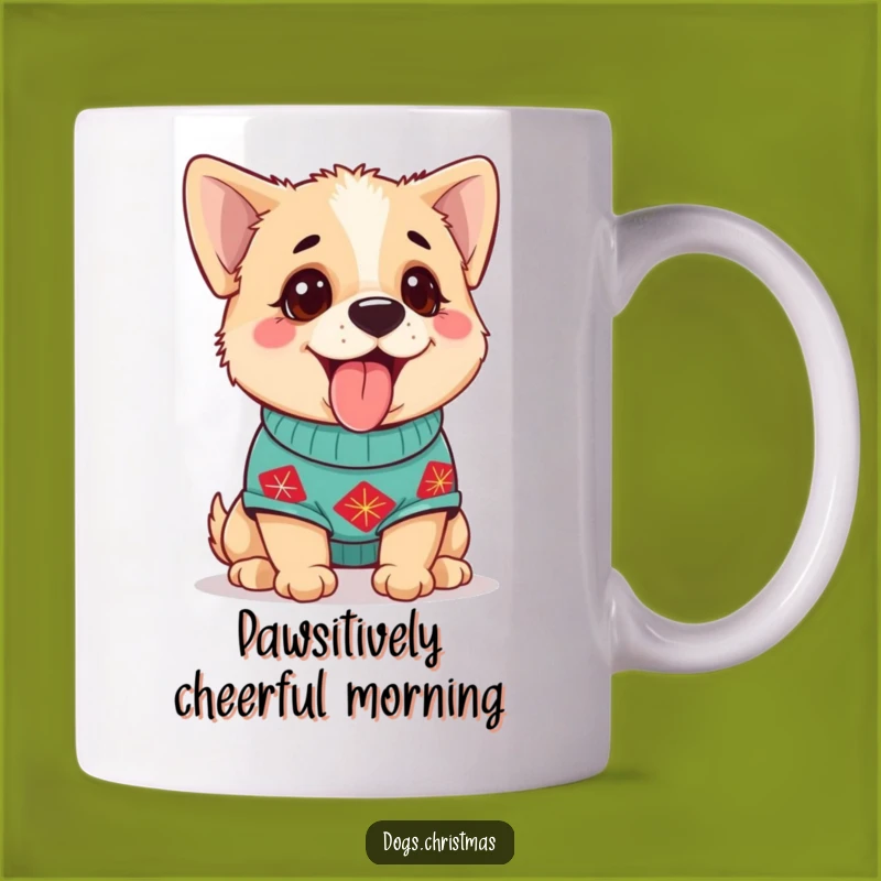 Funny Dog Sweater Mug: Happy Pup Panting, Festive Gift
