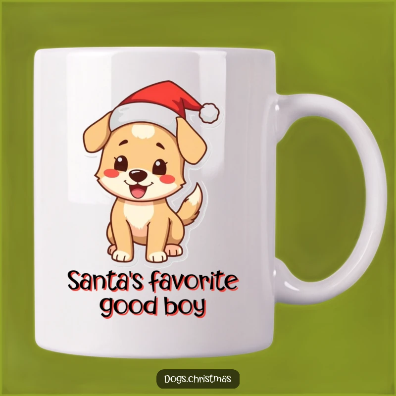 Funny Christmas Dog Santa Mug: Excited Tail Wagging, Perfect Holiday Gift Mug