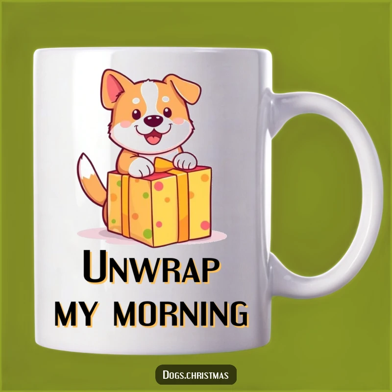 Excited Funny Dog Gift Mug - Wagging Tail Pup Present Lover