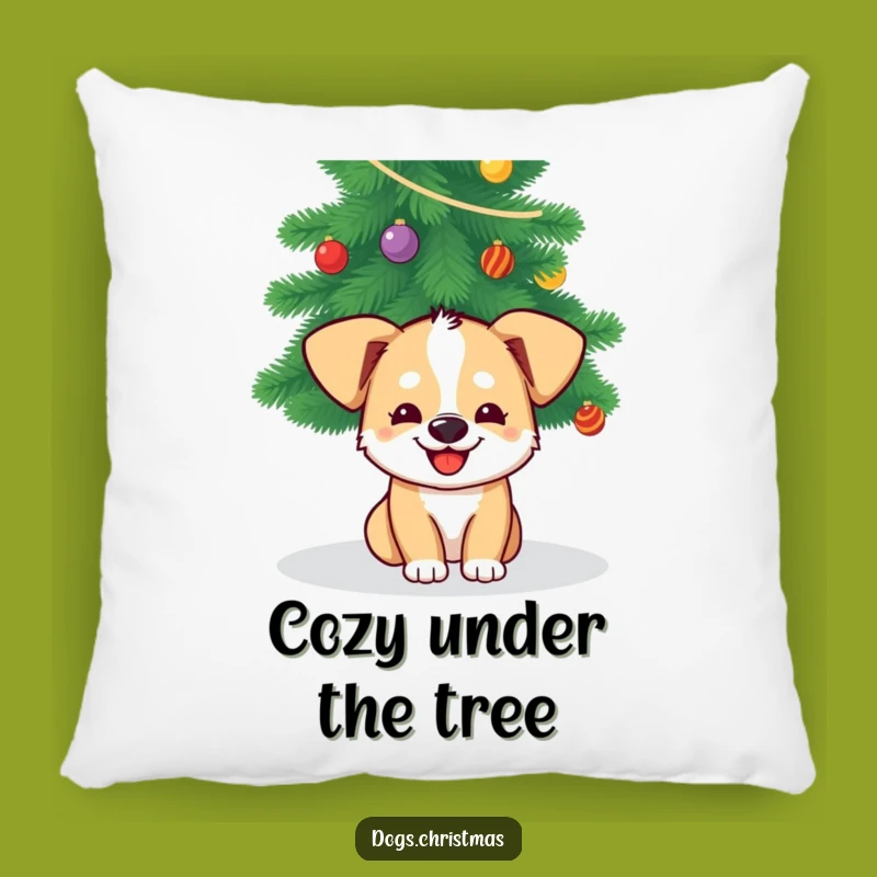 Funny Dog Christmas Pillow: Grinning Pup Cushion for Cozy Holidays