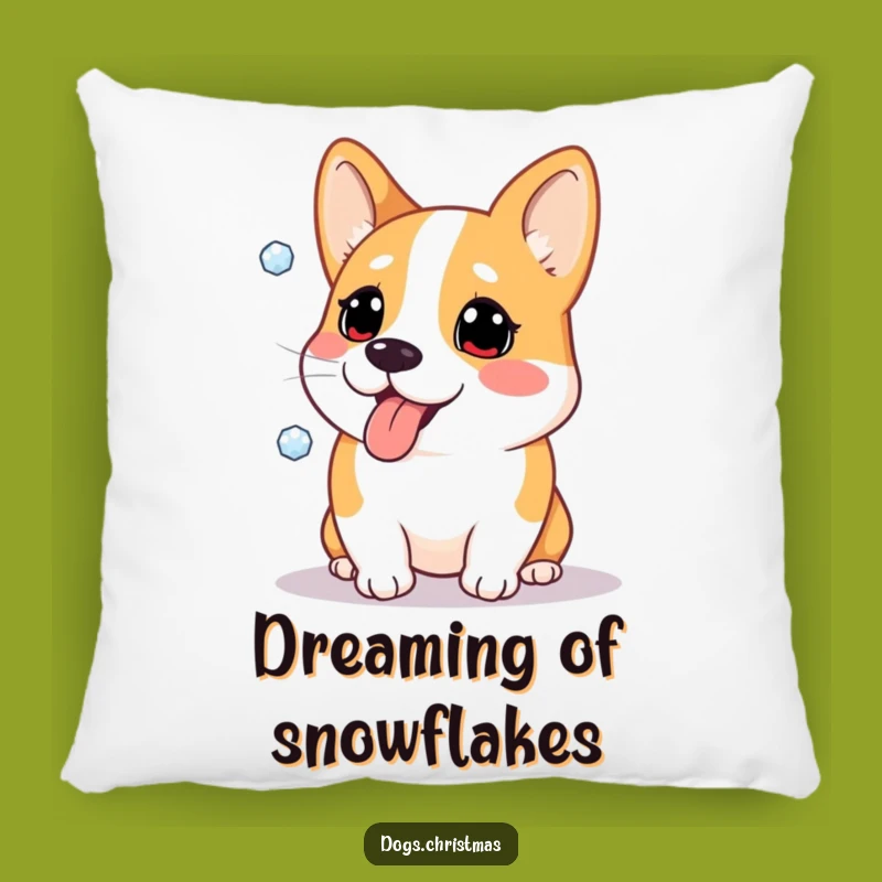 Funny Corgi Snowflake Pillow - Cozy Winter Dog Accent Gift