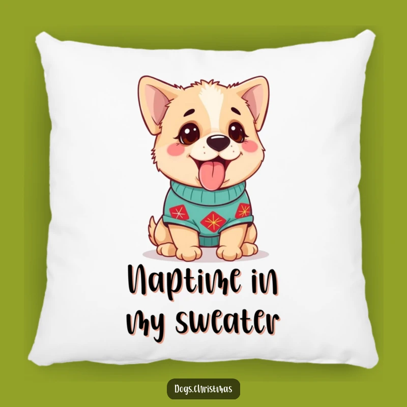 Funny Dog Sweater Pillow: Happy Pup Comfort, Festive Gift