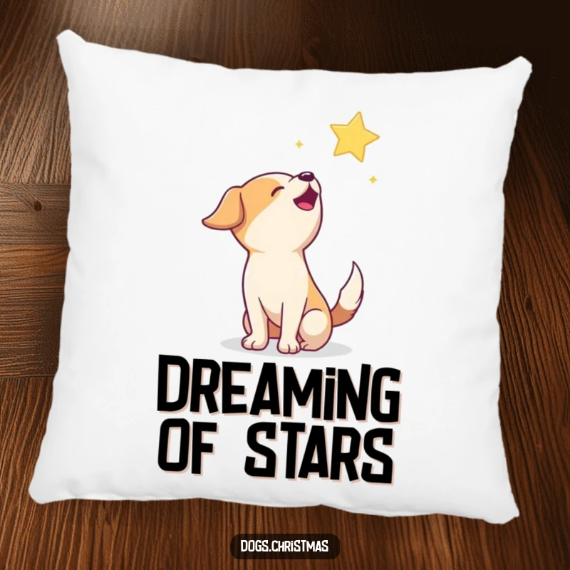 Funny Howling Dog Pillow: A soft pillow featuring a happy dog howling at a twinkling star, perfect for cozy nights.