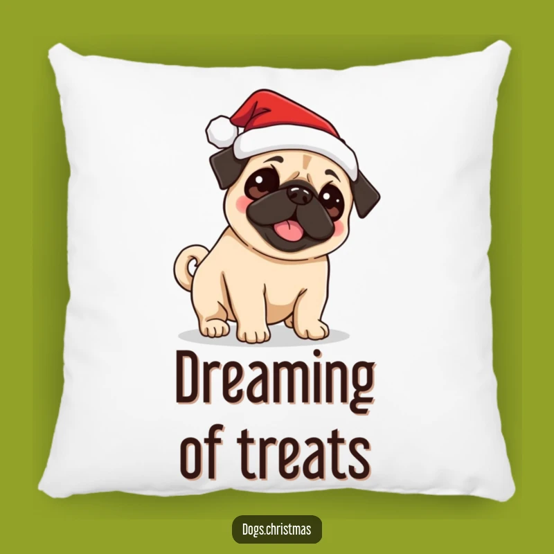 Funny Pug Santa Pillow: Excited Tail Wagging Dog Cushion for Cozy Holiday Comfort