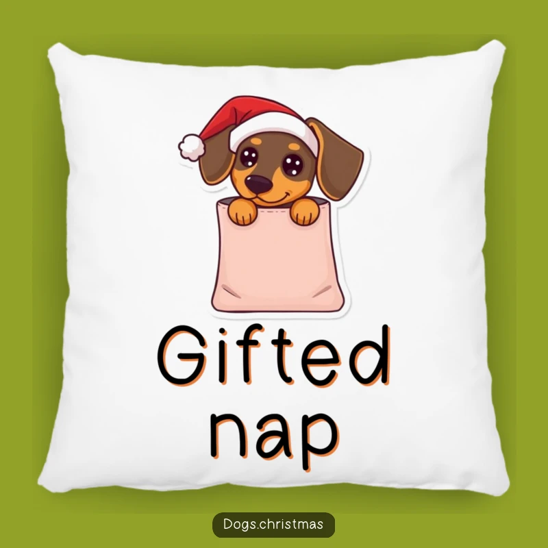Funny Dachshund Santa Pillow - Cozy Festive Dog Decor Gift