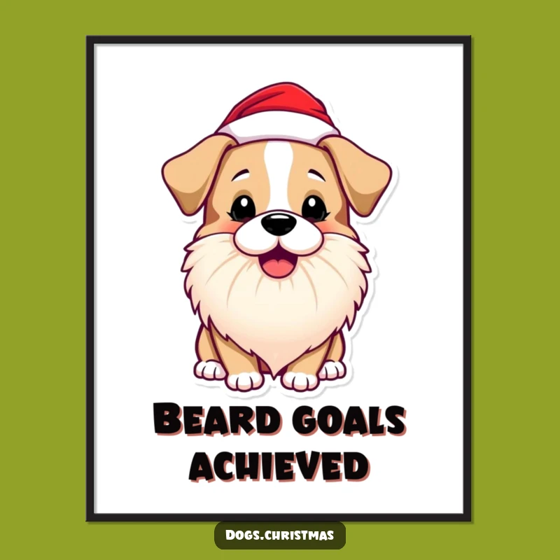 Funny Dog Santa Beard Digital Art: Playful Bark Print, Instant Gift
