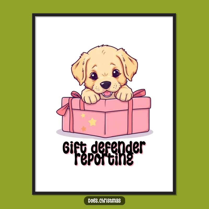 Funny Golden Retriever Puppy Pouncing Digital Print - Instant Holiday Dog Decor Gift