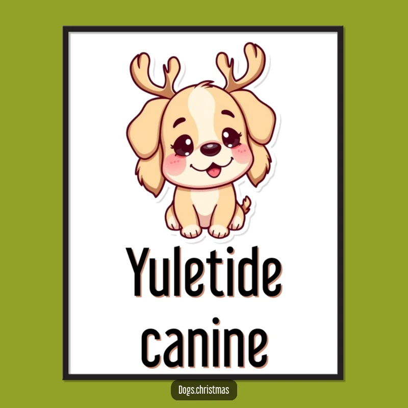 Funny Reindeer Dog Art Print: Festive Antlers, Instant Funny Gift Download