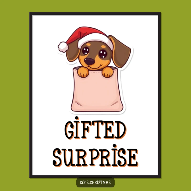 Funny Dachshund Santa Digital Art - Festive Dog Surprise Download Gift