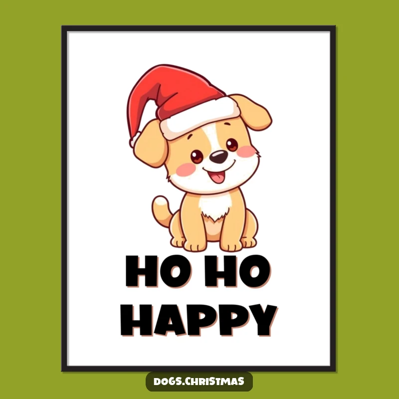 Funny Christmas Dog Digital Art, Instant Kawaii Pup Download, Holiday Gift