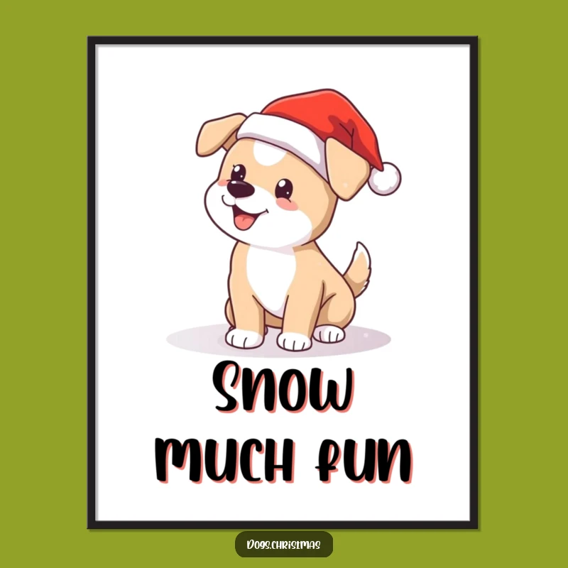 Instant Funny Santa Dog Art Print - Cute Christmas Pup Digital Gift