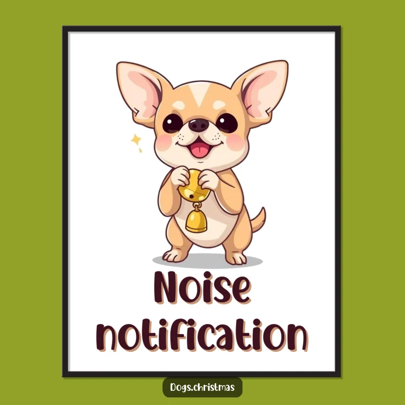 Funny Chihuahua Jingle Bell Digital Art - Hilarious Dog Wall Decor Print