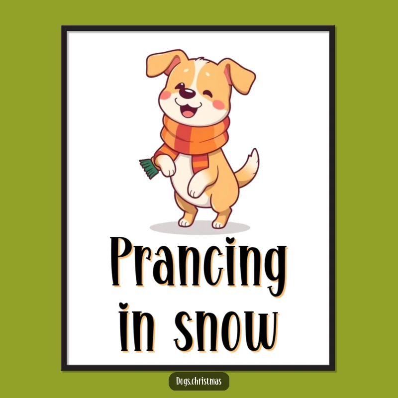 Funny Dog Festive Prance Digital Print: Instant Cheer for Your Walls