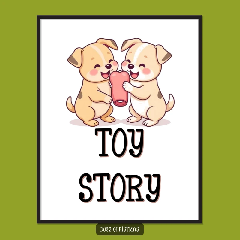 Funny Dog Wrestling Digital Art: Kawaii Pups Printable, Perfect Humorous Gift!