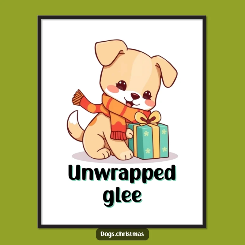 Funny Festive Dog Digital Art, Instant Kawaii Pup Download, Holiday Gift