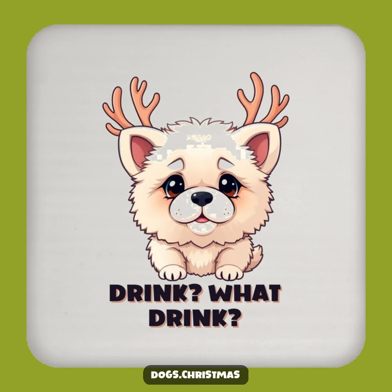 Funny Coasters: Confused Dog with Antlers, Protect Surfaces, Holiday Gift