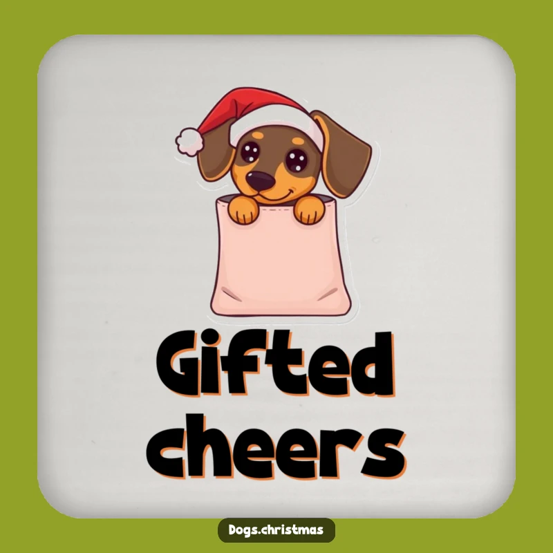 Funny Dachshund Santa Coaster Set - Protect Surfaces Festive Dog Gift