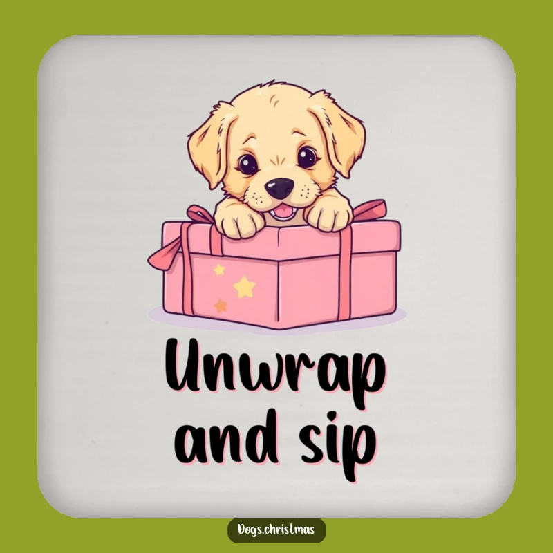 Funny Golden Retriever Puppy Pouncing Coaster - Cute Festive Dog Table Protector Gift