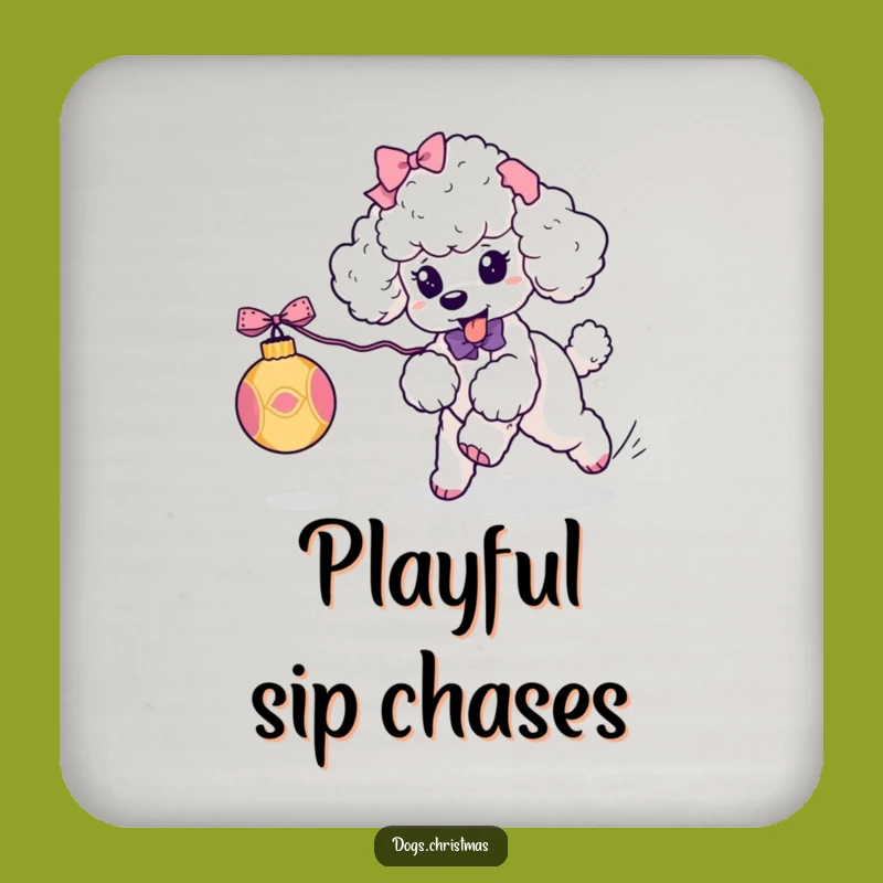 Funny Kawaii Poodle Ornament Chase Coaster: Playful Drink Protector Perfect Funny Gift