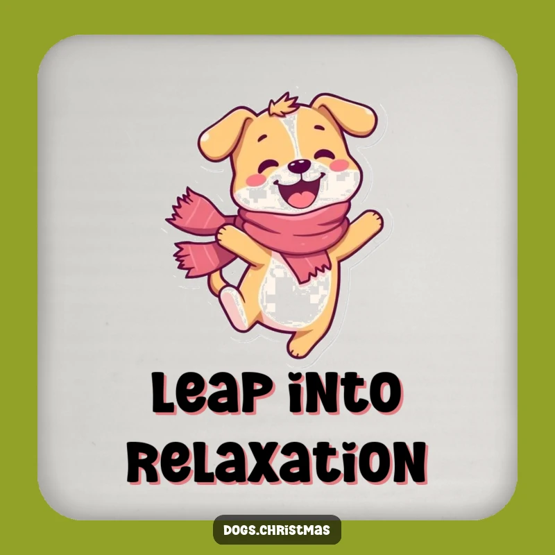 Protective Funny Dog Leap Coaster - Happy Scarf Pup Gift
