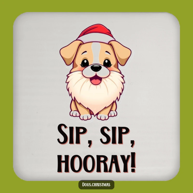 Funny Dog Santa Beard Coaster: Playful Bark Protection, Gift