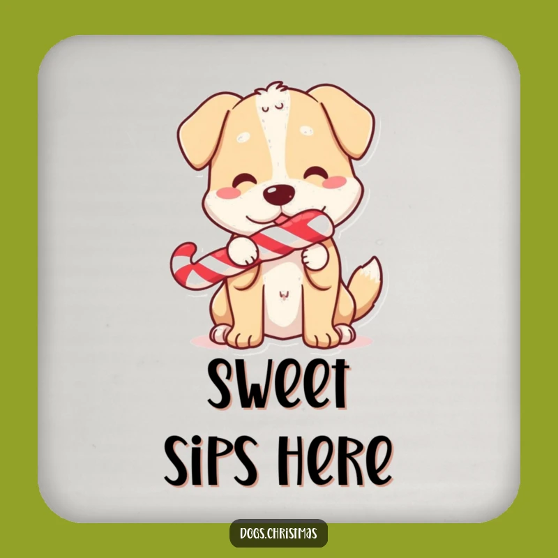 Funny Candy Cane Dog Coaster: Sweet Pup Protection, Unique Funny Gift for Tables