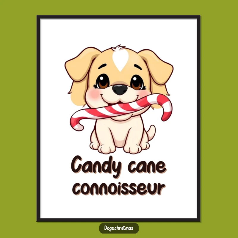 Funny Dog Candy Cane Poster: Frame This Happy Pup's Sweet Smile
