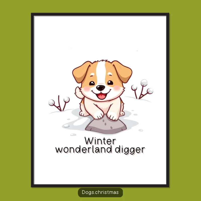 Funny Dog Snow Digging Poster - Hilarious Winter Canine Wall Art Gift!