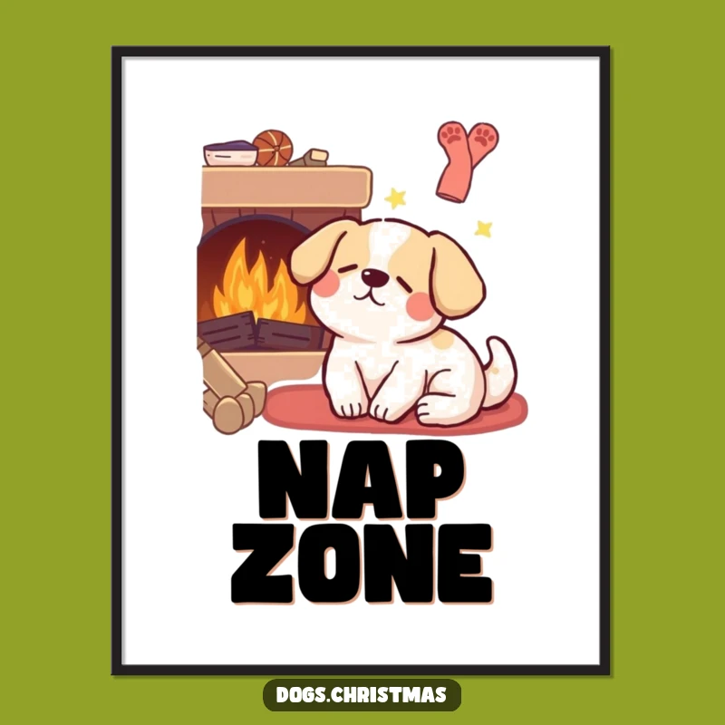 Funny Kawaii Dog Dream Poster: Adorable Sleeping Pup Art Print, Cute Gift