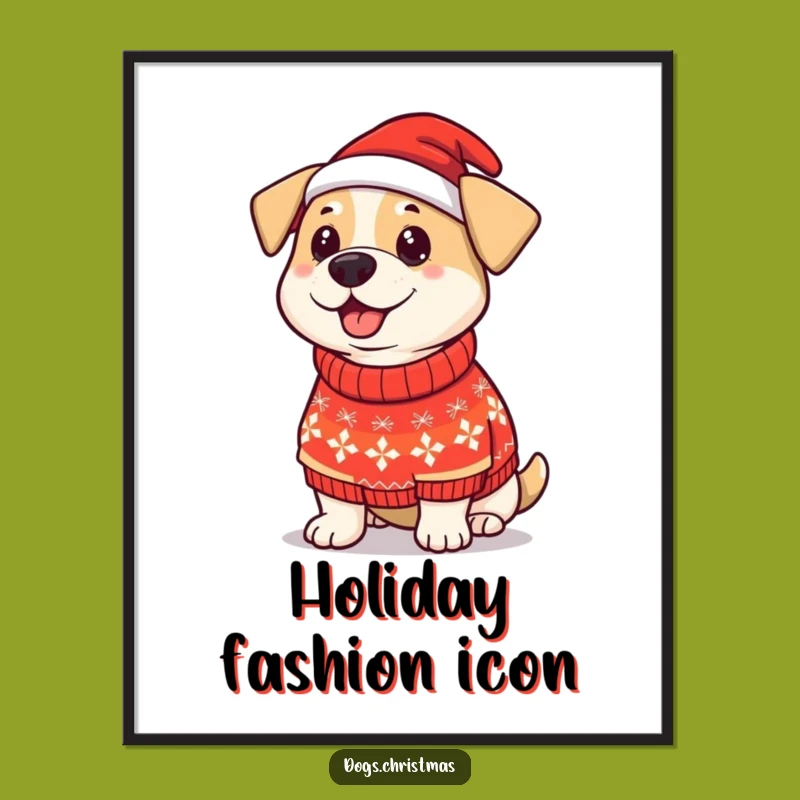 Funny Dog Christmas Sweater Poster: Proud Pup Holiday Art