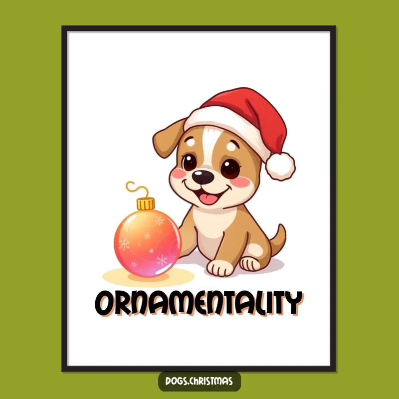 Funny Dog Santa Poster - Festive Pup Christmas Ornament Art Print
