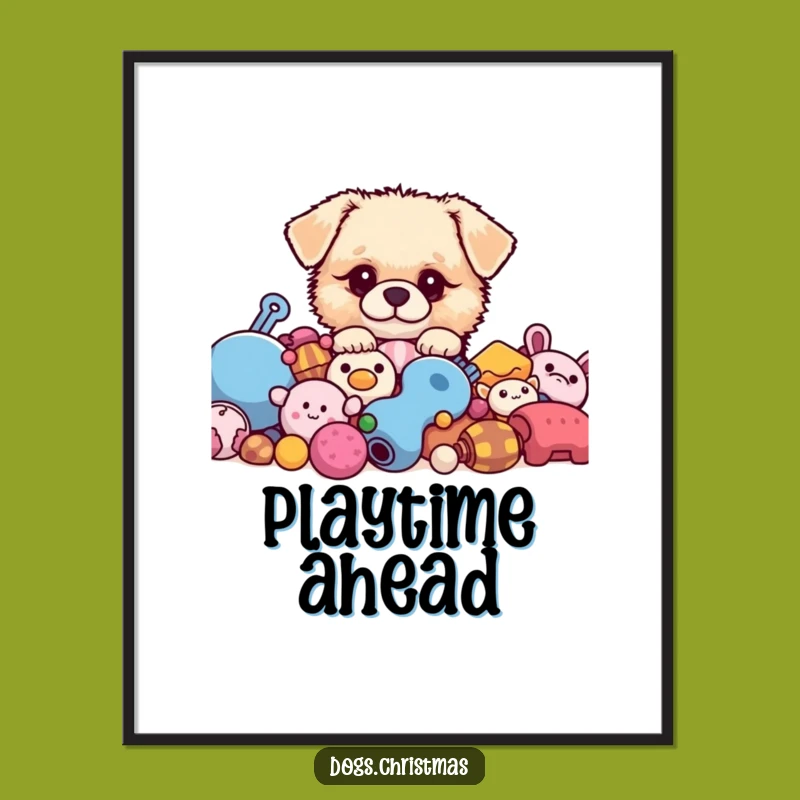 Funny Kawaii Dog Poster, Fluffy Toy Peek Art, Adorable Wall Decor