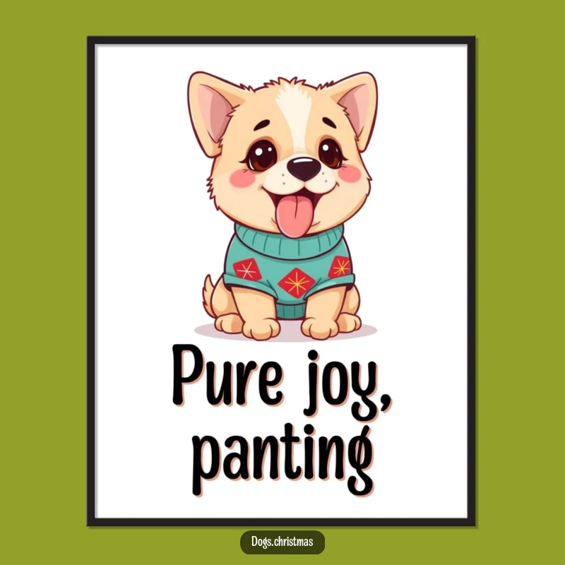 Funny Dog Sweater Poster: Happy Pup Art, Festive Gift