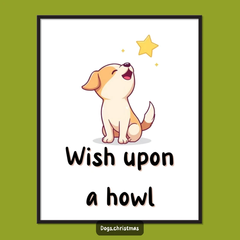 Funny Howling Dog Poster: Starry Night Art, Whimsical Nocturnal Decor, Magical Funny Gift