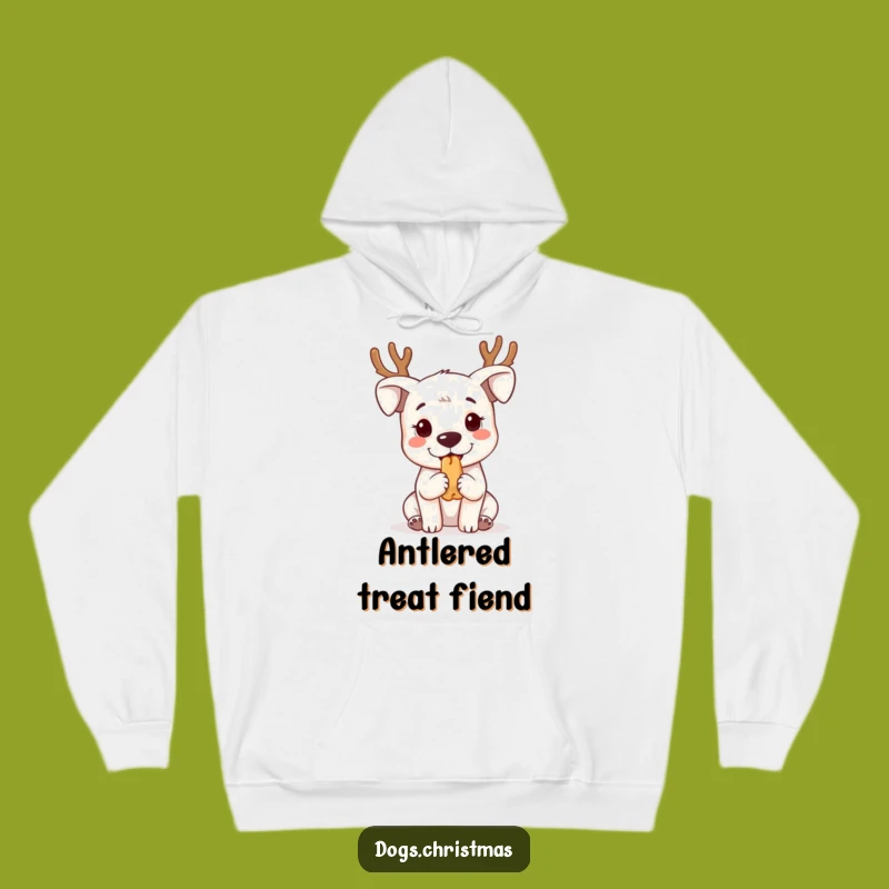 Cozy Funny Kawaii Dog Antler Hoodie - Warm & Whimsical Holiday Gift